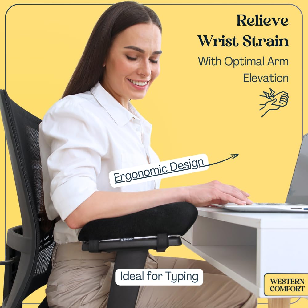 WESTERN COMFORT Thick Office Chair Arm Pads - Office Chair Arm Covers - Armrest Pillow (Ergonomic)