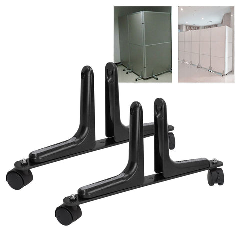 Ejoyous 2 Sets of Screen Support Room Divider, Adjustable Width, Mobile Screen Dividers Feet with Wheels for Hotel, Home, Office, 100 kg (Black)