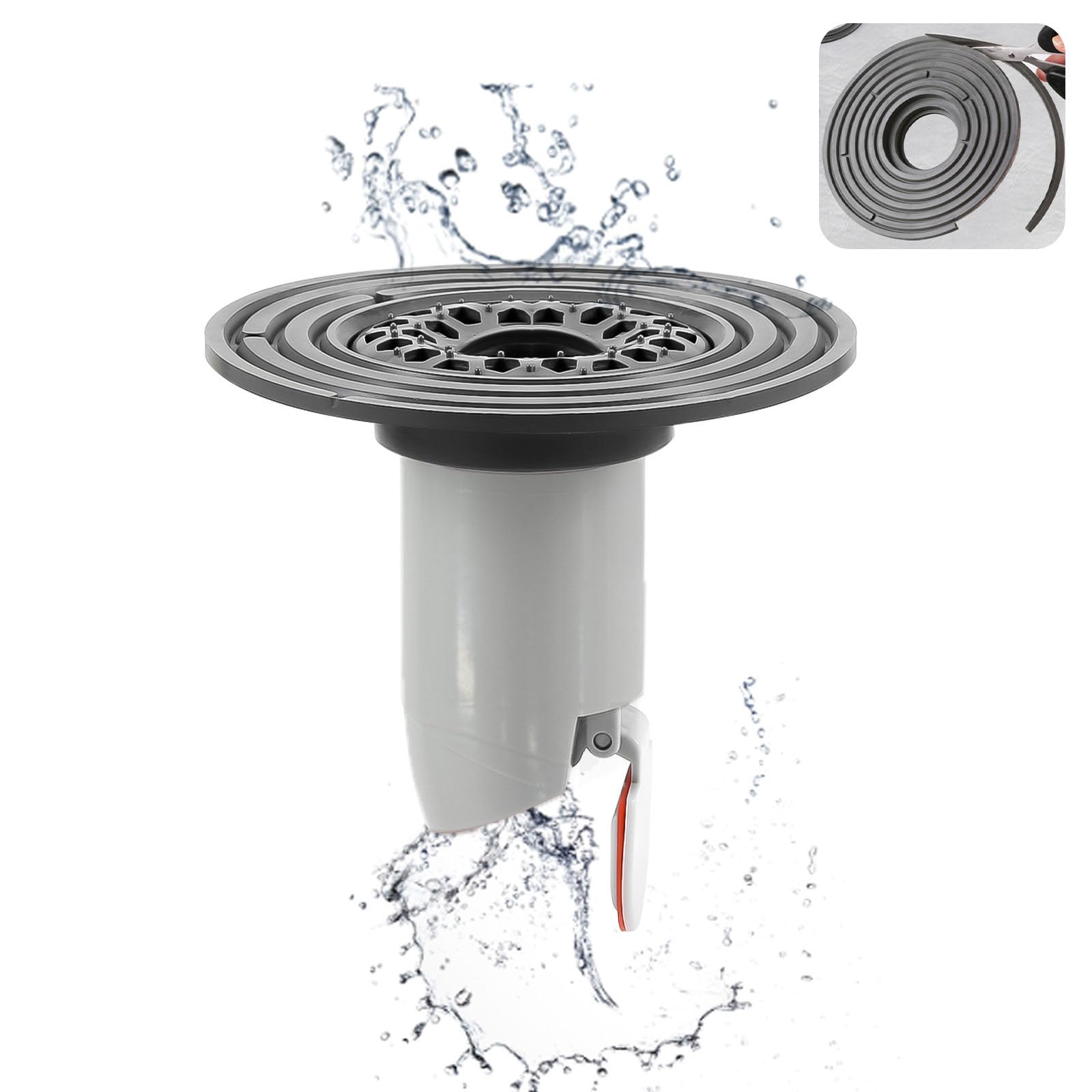 QruiLanTu Odor-Proof Shower Drain Plug with Magnetic Backflow Preventer, Hair Catcher, and Variable Diameter Washers, Fits drains, sewers