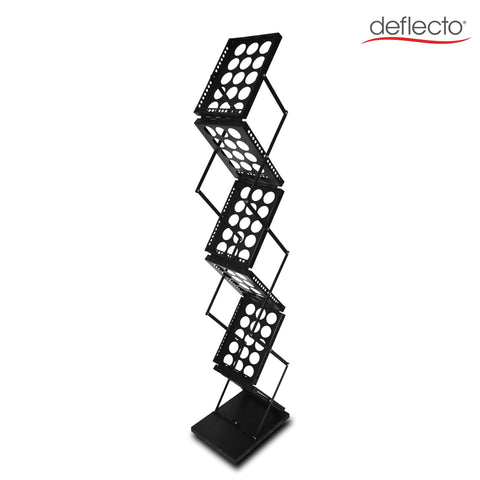 Deflecto A4 Folding Literature Display Stand Black, 6 Shelf, Carry Case
