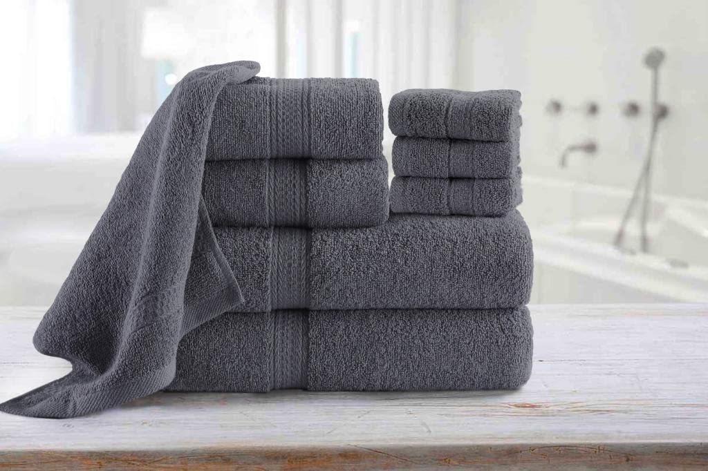 DreamNights 8 Piece Towel Set - 2 Bath Towels, 2 Hand Towels and 4 Washcloths Cotton Hotel Quality Super Soft and Highly Absorbent - Gym Towel