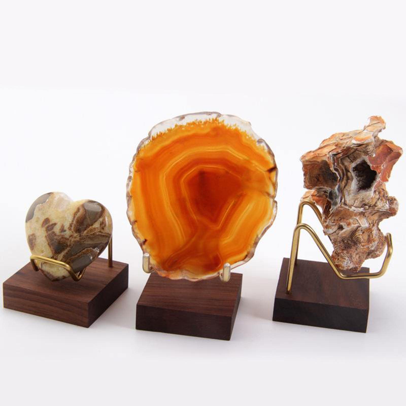 Perfeclan Wooden Display Stand for Fossils, Rocks, Geode, Agate, Crystals, Collectibles Strange Stones Holder, 02