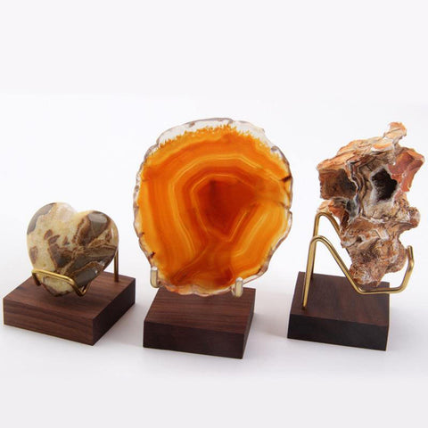Perfeclan Wooden Display Stand for Fossils, Rocks, Geode, Agate, Crystals, Collectibles Strange Stones Holder, 02