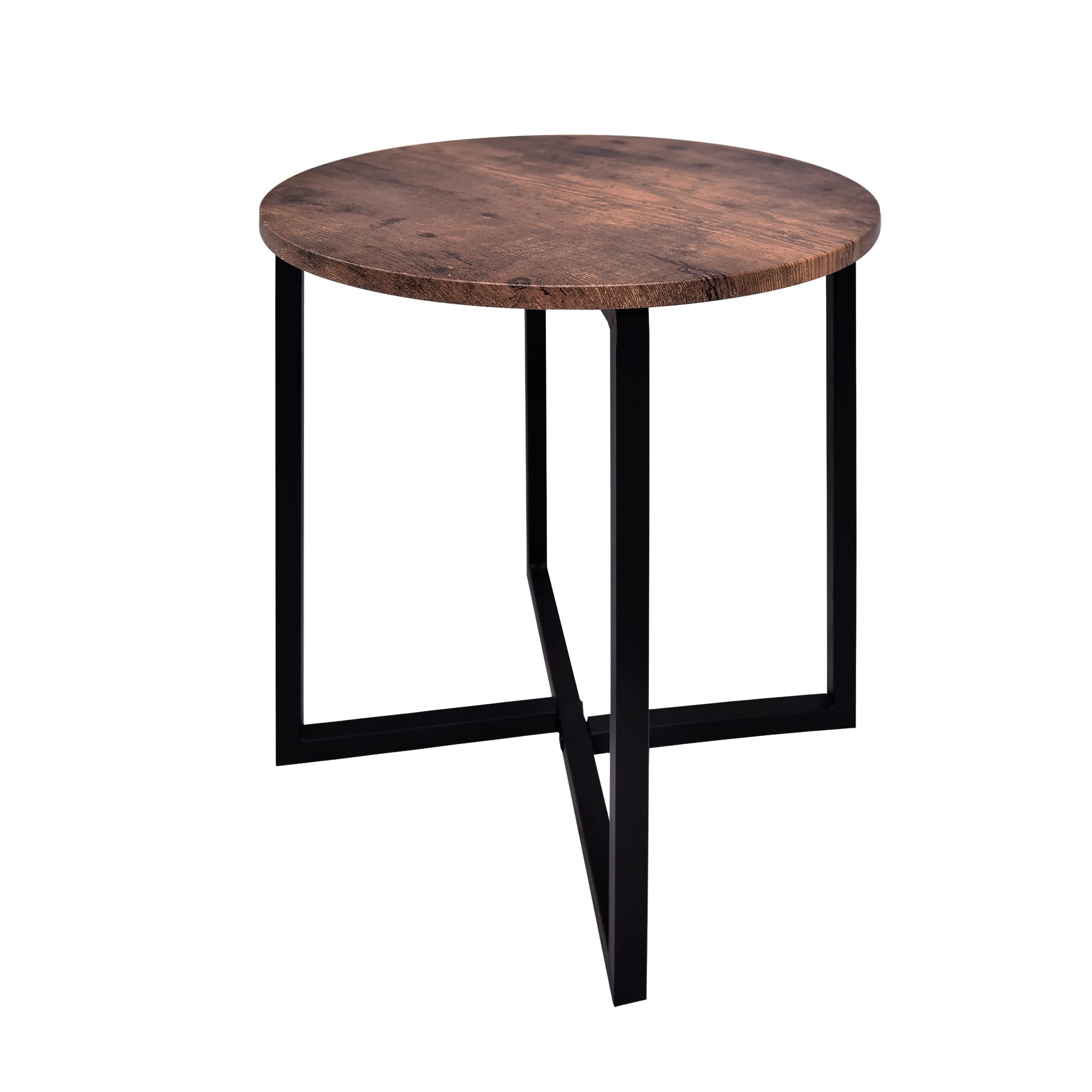 HOMERECOMMEND Round Side Table, End Table, Sofa Side Table,Coffee Table Rustic Nightstand Industrial Versatile End Table for Living Room,Brown