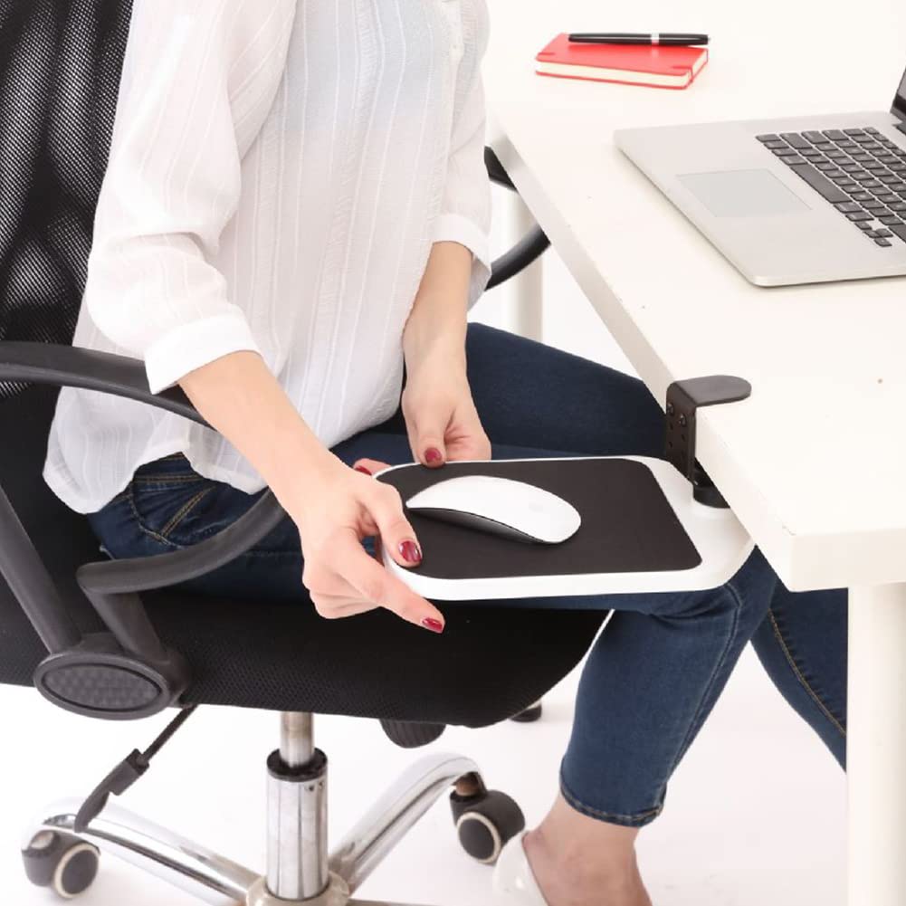 Mouse Tray Home Office Under Desk Clamp On Platform 360° Rotating Extension Board