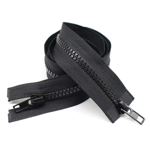 YaHoGa Pack of 2 90 cm #5 Zip Plastic 2 Way Separable Black 5 mm Zip for Coat Jackets (2 Way)