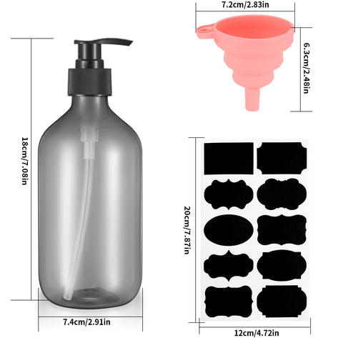 2 Pcs Pump Bottle Dispenser, 500ML/17oz Refillable Empty Press Pump Bottles, Plastic Liquid Soap Dispenser Storage Holder Container for Lotions