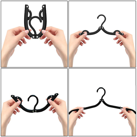 Travel Folding Hanger Household Multifunctional Portable Hanger (Black)