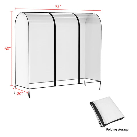 Syeeiex 6ft Translucent Clothes Rail Cover with Double Strong Zipped 72" Dustproof Cover Protective Zip Cover for Hanging Garment