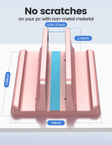Vaydeer Vertical Laptop Stand Holder Plastic Adjustable Dock for MacBook Pro, Air, HP, Dell, Microsoft Surface, Lenovo, Up to 17.3 Inches (Pink)