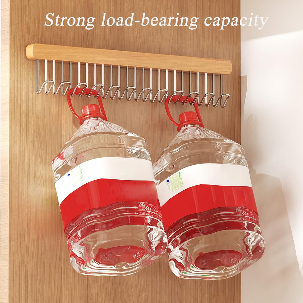 2 Pack Pull Out Belt Hanger for Closet, Wooden Hanger (8 Hooks, Left Pull)