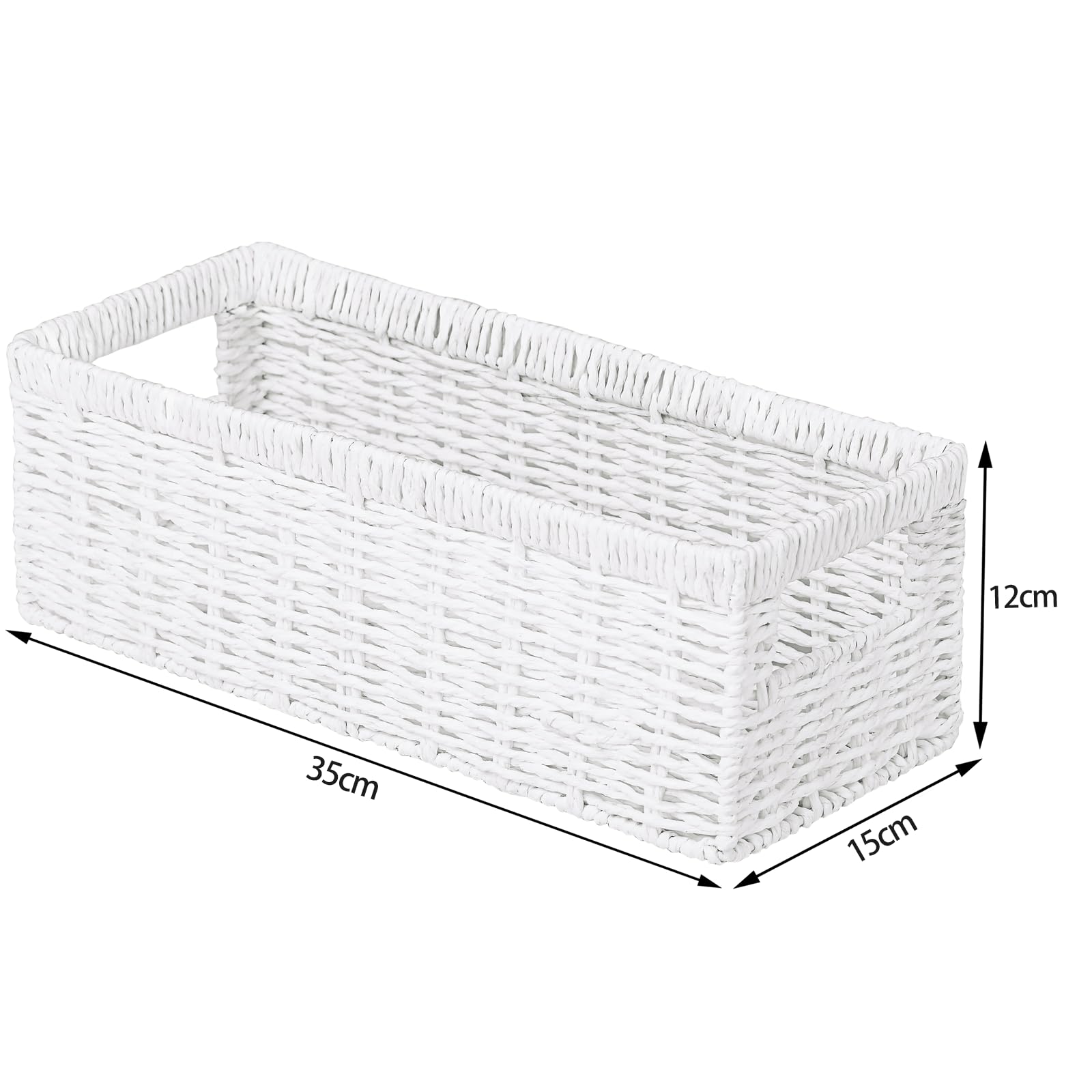 Vagusicc Wicker Storage Baskets with Handle, Handwoven Set of 2 Storage Baskets for Shelves, Wicker Organizer Basket, Toilet Paper Basket