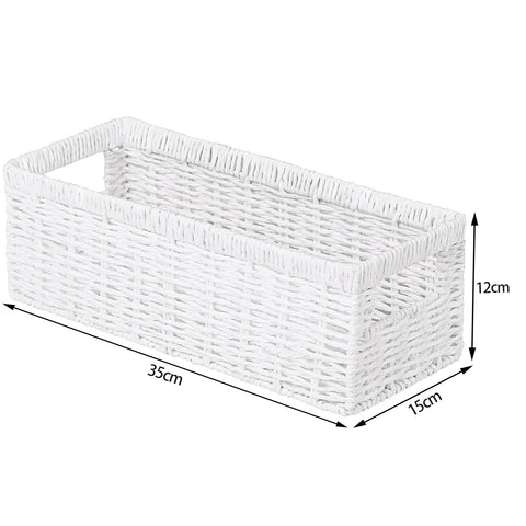 Vagusicc Wicker Storage Baskets with Handle, Handwoven Set of 2 Storage Baskets for Shelves, Wicker Organizer Basket, Toilet Paper Basket