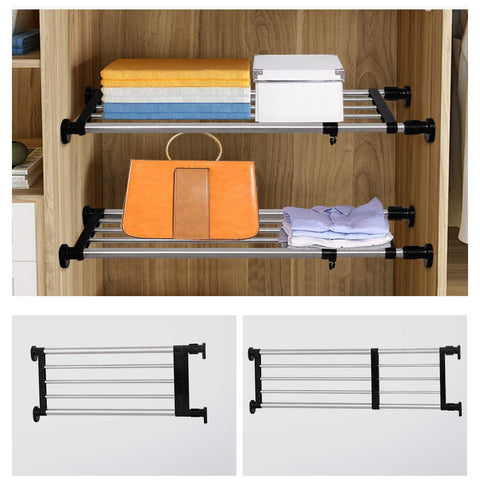 BAOYOUNI Expandable Closet Shelf Tension Rod Storage Rack