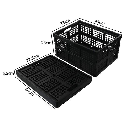 Yarebest Foldable Plastic Crates, Set of 3 Foldable Crate for Storage, Black