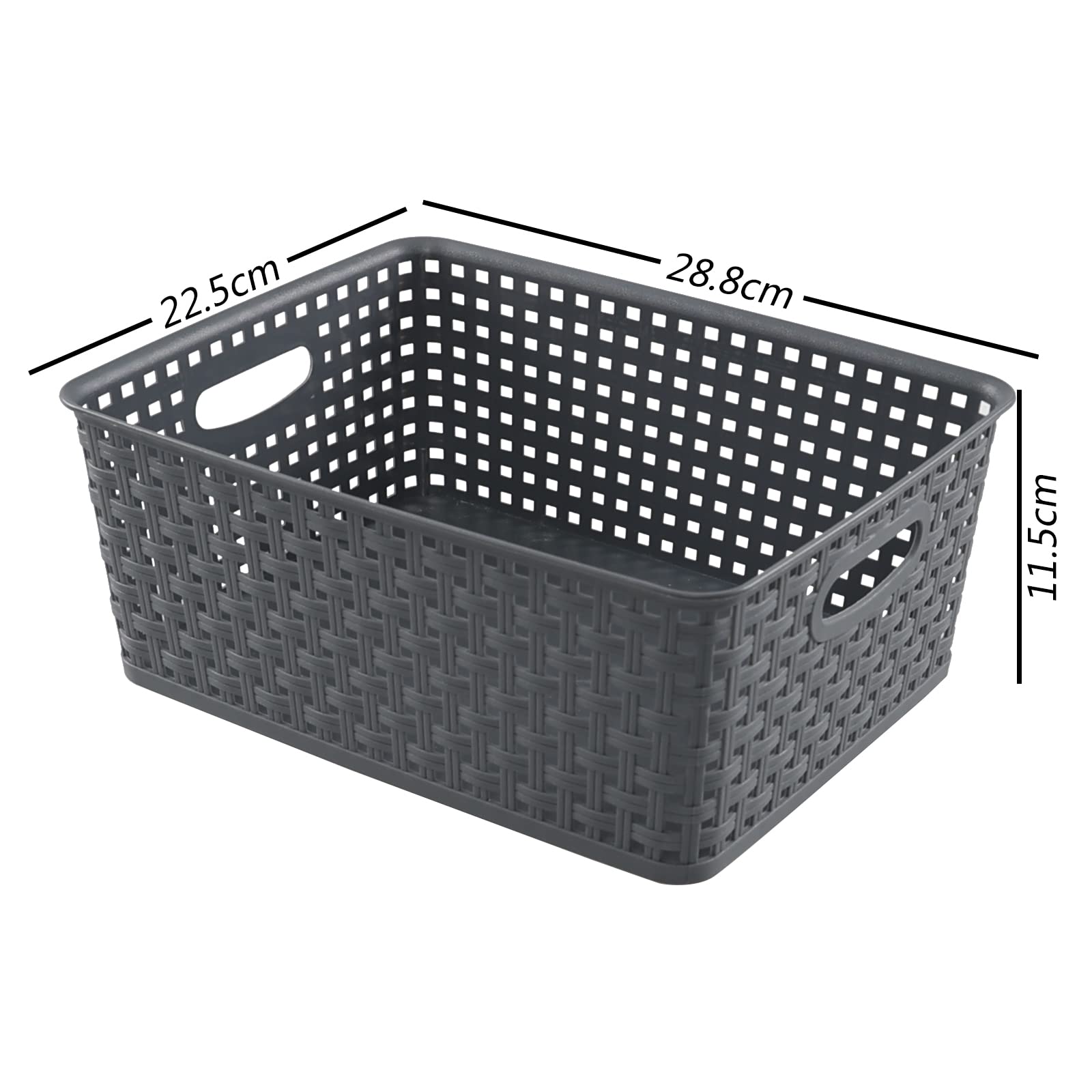 Ortodayes Weave Storage Basket, 6 Pack Small Plastic Baskets, Dark Grey, 8 L