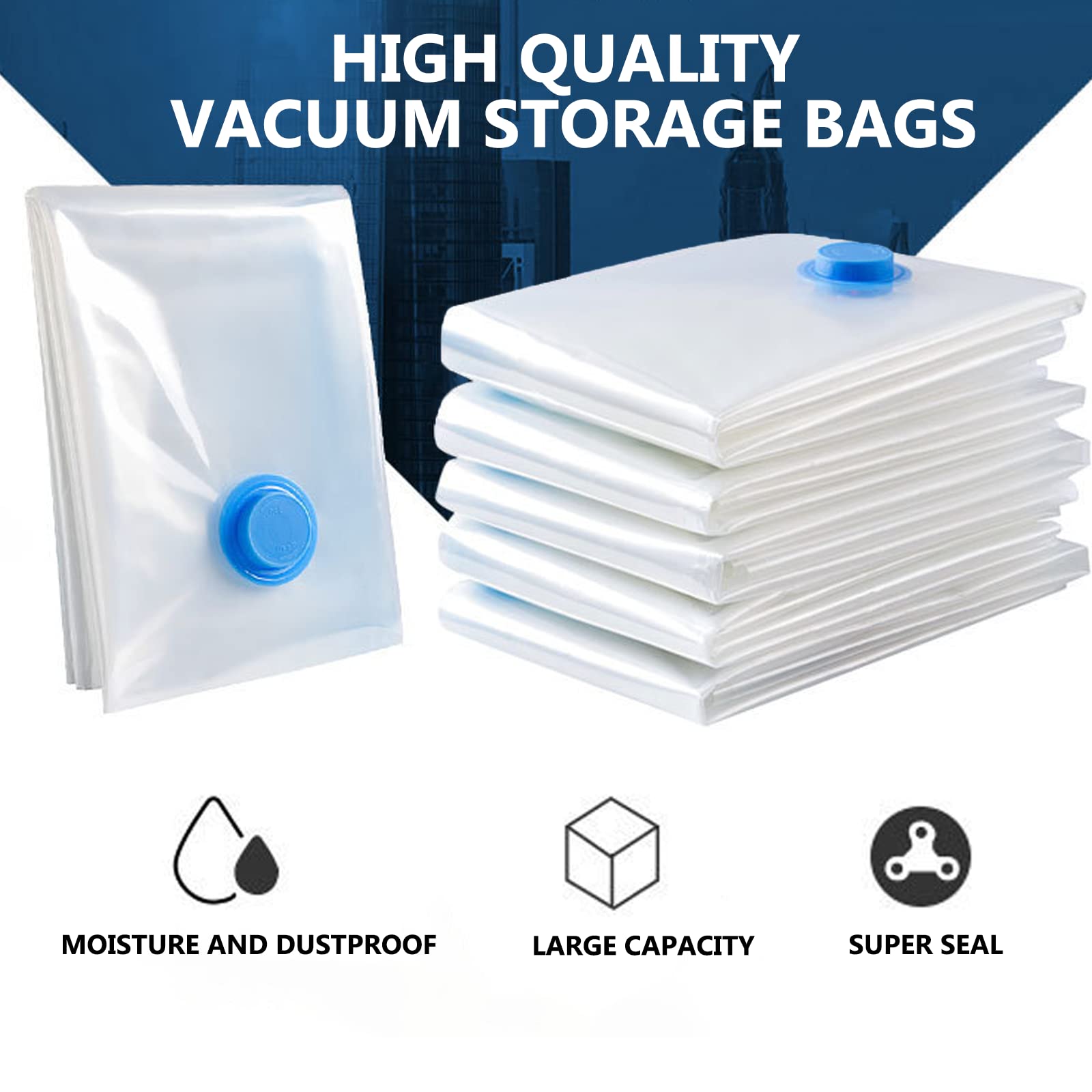 Vacuum Storage Bags - 4 Pack 130 X 100cm Extra Large Reusable Clothes Storage Bags Vacuum Sealer Bags with Double Zip Seal Travel Space Saver Bags