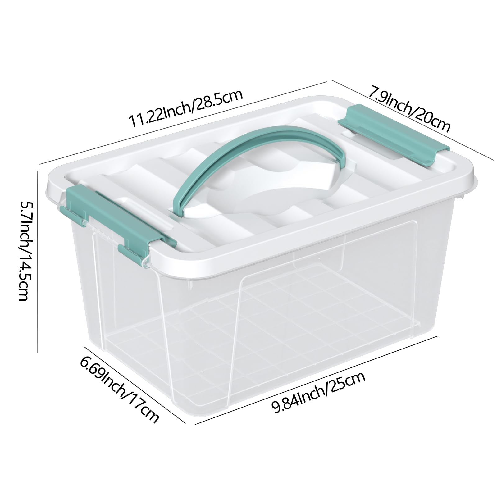 Ysmiltion 6 Litres Clear Plastic Storage Boxes with Lids, 6 Packs, Green