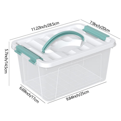 Ysmiltion 6 Litres Clear Plastic Storage Boxes with Lids, 6 Packs, Green