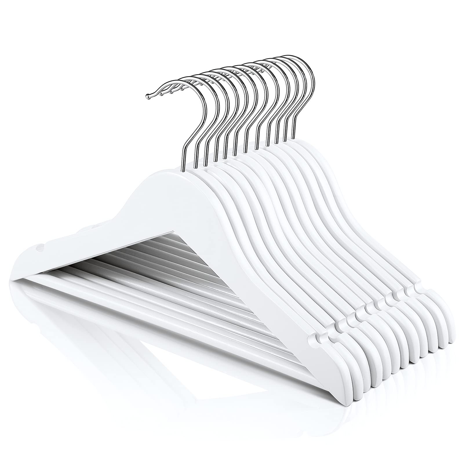 HOUSE DAY Childrens Wooden Kids Hangers, Baby Nursery White Wood Hangers