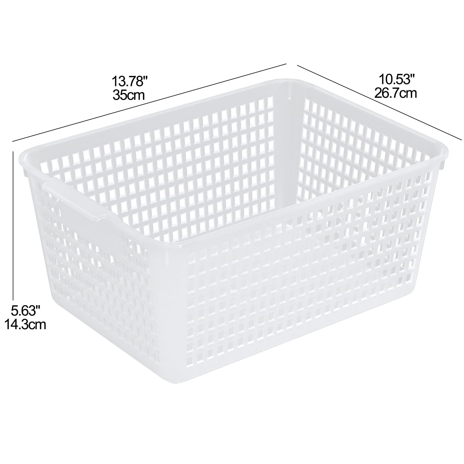 Qskely 3-Pack Large Plastic Storage Basket, Clear Kitchen Cupboard Baskets