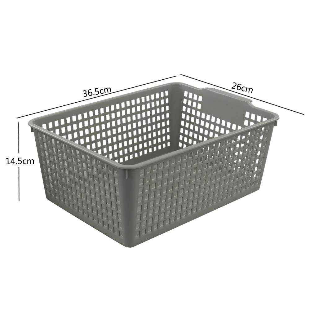 Bblina 3-pack Grey Plastic Kitchen Cupboard Storage Baskets, Plastic Storage Boxes Without Lid