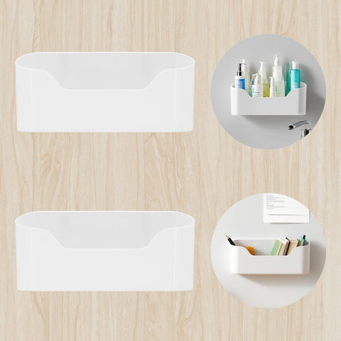 Seahelms 2 Pcs Kitchen Cabinet Door Storage Box, Self-Adhesive Wall Mounted Storage Box Space Saving Cabinet Door Organizer for Small Items, Bathroom