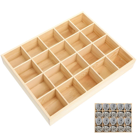 Healeved 20 Cells Drawer Organisers Compartments Socks Organiser Box Underwear Drawer Wood Storage Case Stackable Divider Wardrobe Storage Boxes