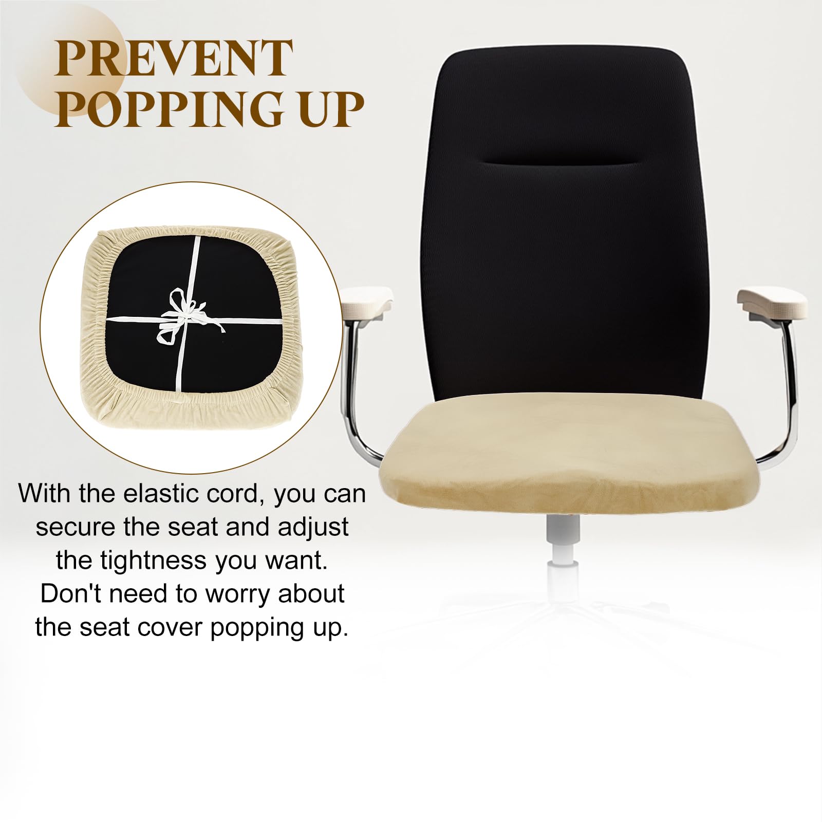sourcing map Office Chair Cover, Stretchable Soft Rotating Chair Slipcover Washable Desk Computer Seat Cover Protector for Office Home, L(45-48cm)
