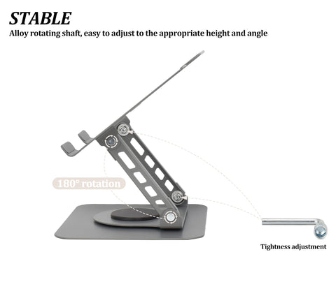 Fit4Less Laptop Stand Ergonomic Design, Adjustable Angel and Height, Foldable fits for laptops, notebooks up to 17.3 Inch (Grey)