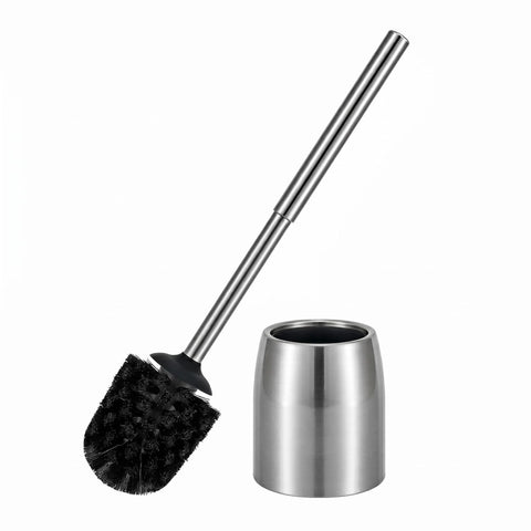 Toilet Brush Set with Holder Stainless Steel Toilet Scrubber Lavatory Bathroom Cleaning Brushes and Case Anti-Rust High Denstity Moderate Hardness