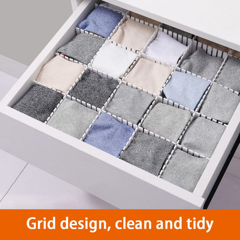 KnnRiim 40Pcs Drawer Dividers, 38x7 cm, Thin, Plastic Drawer Storage, Adjustable Drawer Organizer Separators for Clothes, Socks, Makeup, Kitchen