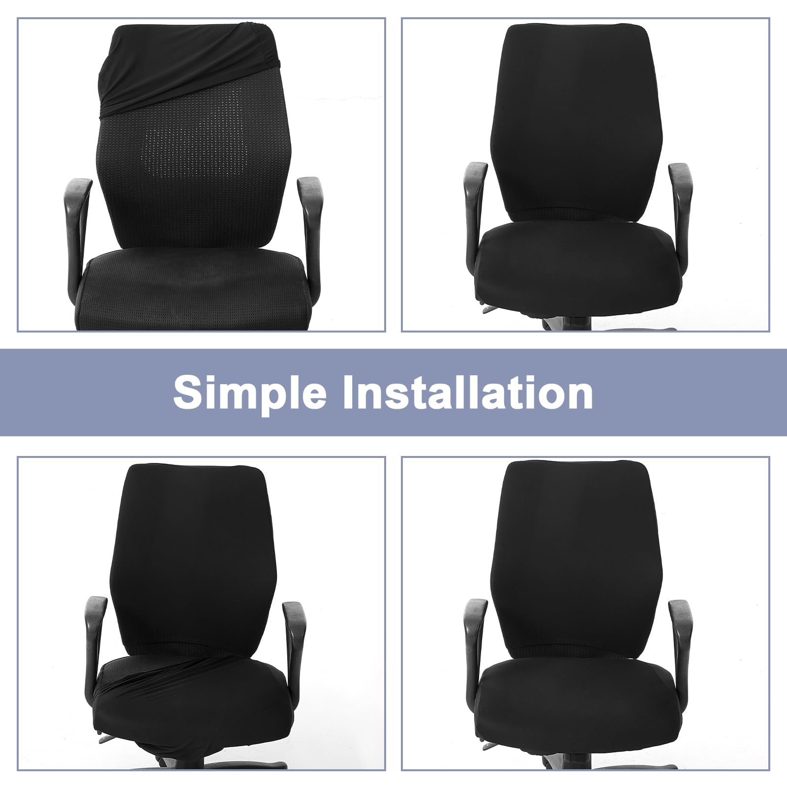 Yolev 4 Pcs Office Chair Covers Set,Computer Universal Protective Stretchable Chair Seat Covers with Armrest Cover,Slipcovers Pads,Cushion Backrest