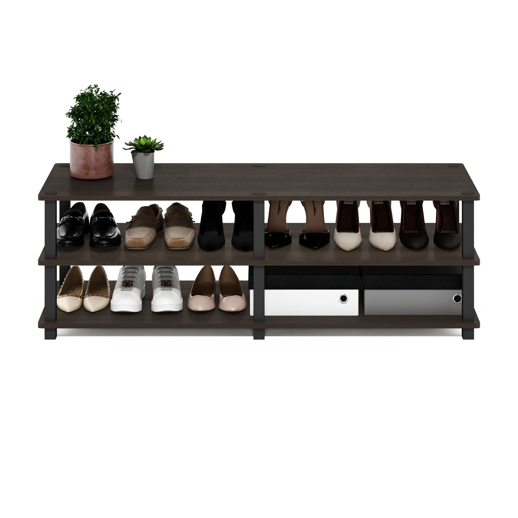 Furinno TURN-S-TUBE Shoe Rack, 3-Tier Shoe Organizer, Shoe Storage Rack with No Tools Assembly, 11.6 x 47.2 x 15.4, for Closet Entryway, Office