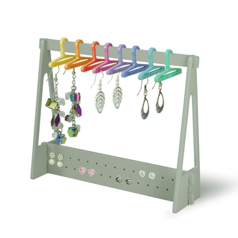 Earring Display Stand with Rainbow Hangers Storage Organiser Unique Cute Stocking Filler (Grey)