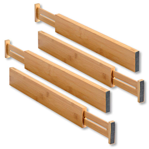 KESPER 1707413 Schubladentrenner, 4er Pack, Länge einstellbar von 44 bis 56.3 cm, Braun