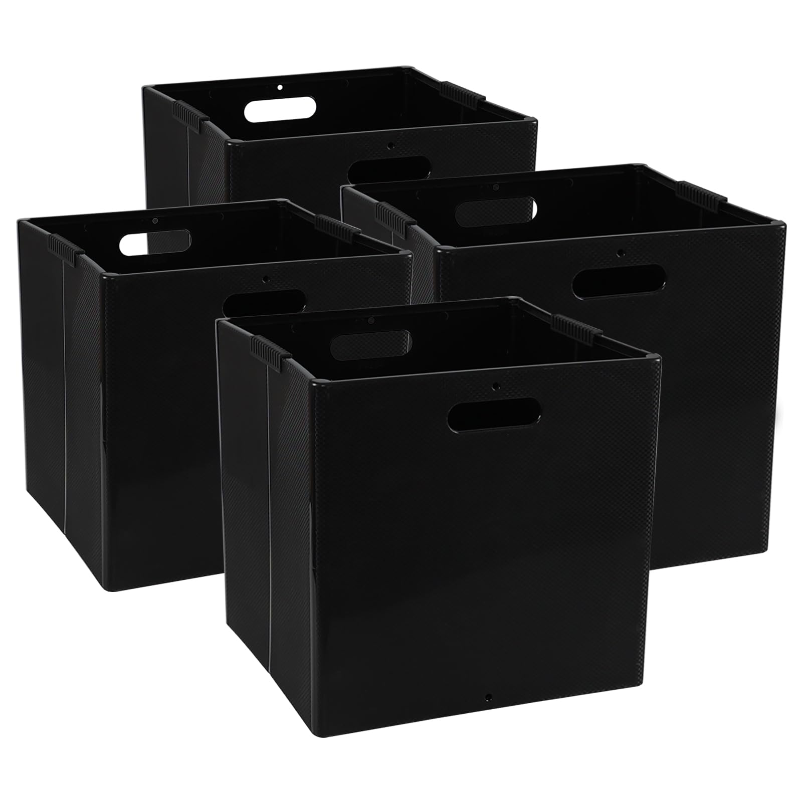 Eudokky 4 Pack Foldable Cube Storage Box, Plastic Storage Cube with Handle