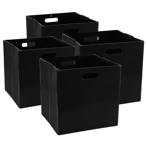 Eudokky 4 Pack Foldable Cube Storage Box, Plastic Storage Cube with Handle