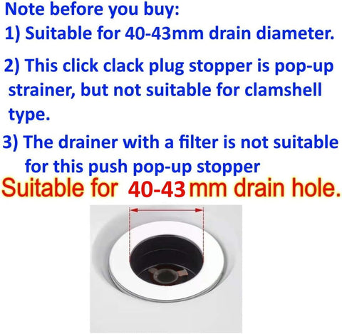 JZK Chrome plated metal 69mm bathtub pop up plug, bath tub plug replacement, click clack stopper for bathtub drain cover, bathtub waste sprung plug