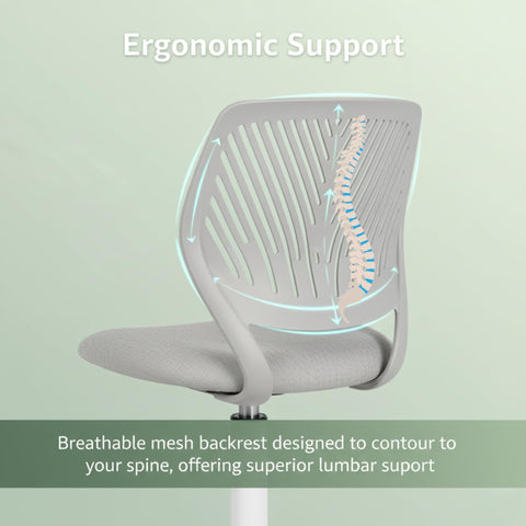 Homy Casa Desk Chair Linen Fabric Seat Ergonomic Swivel Task Chair without Armrest Adjustable Height Office Chair Home Office for Kids Teens