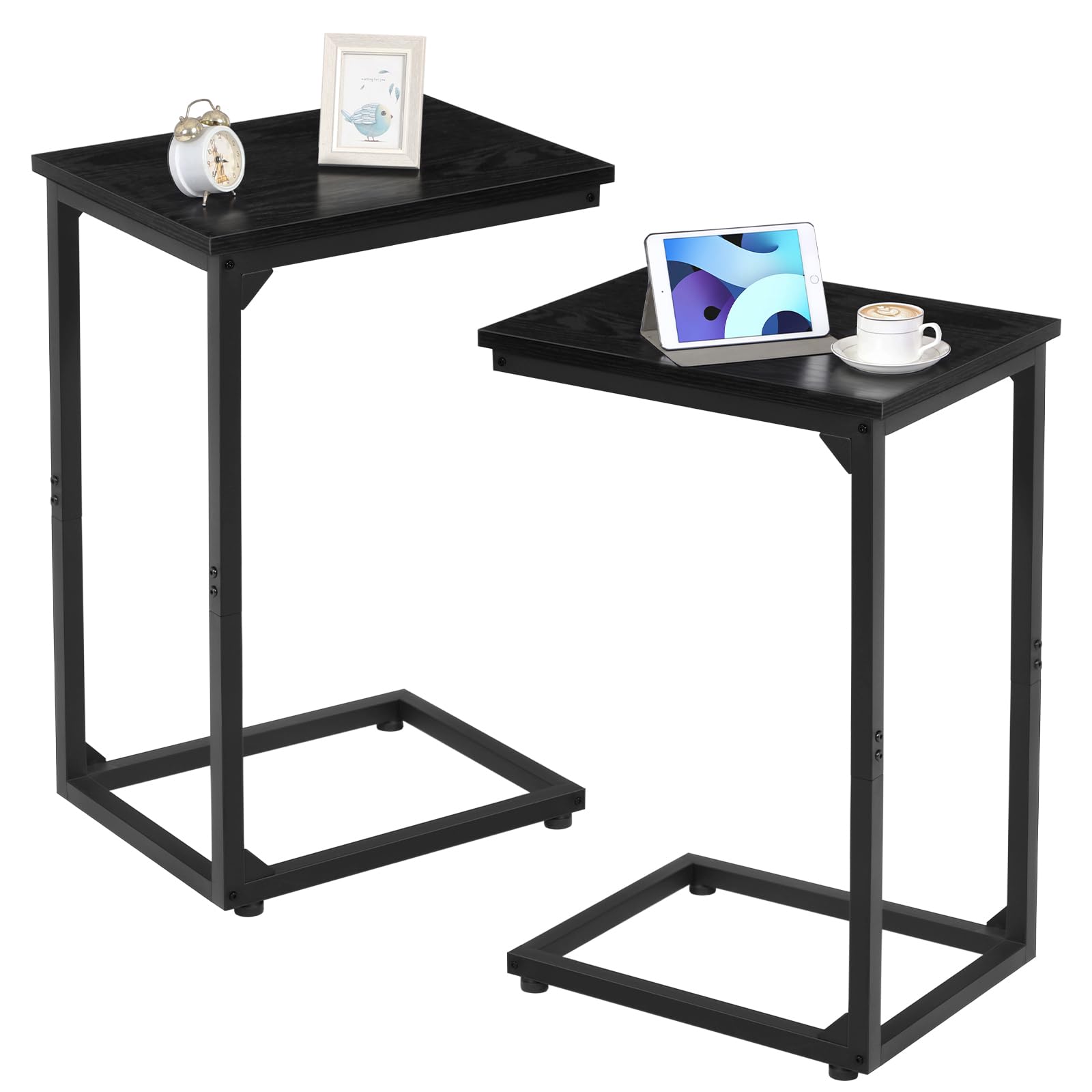 AMHANCIBLE C-Shaped Side Table, Side Table Living Room, Sofa Table Set of 2