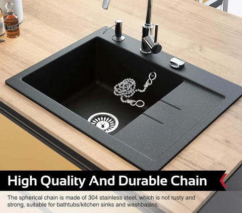 Bathroom Sink Wash Basin ONLY, Replacement Plug Drain Hole Stopper 38mm & 12" Chain (38mm) DOES NOT FIT BATH TUB