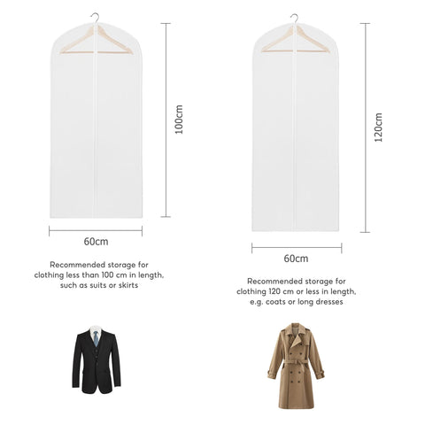 10 Pack Garment Dress Bags Covers with Zip (5Pcs 60*100CM + 5Pcs 60*120CM)