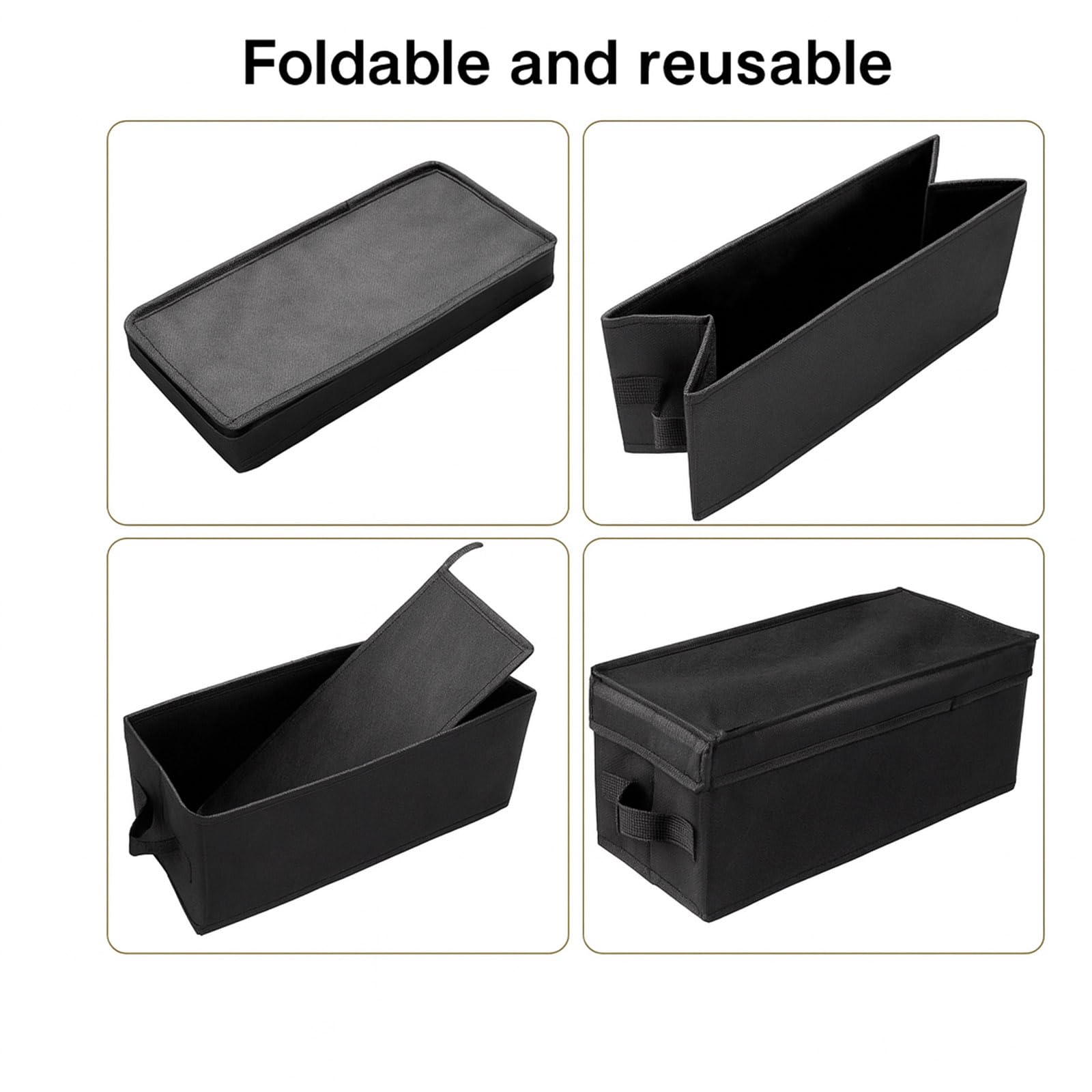 WinHUb CD Storage Boxes Set of 4, Foldable CD DVD Organiser with Lids 35x17x14cm, Holds 30 CDs Full Case, 60 Slim Case or 165 Sleeves