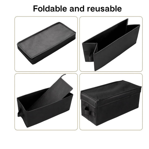 WinHUb CD Storage Boxes Set of 4, Foldable CD DVD Organiser with Lids 35x17x14cm, Holds 30 CDs Full Case, 60 Slim Case or 165 Sleeves