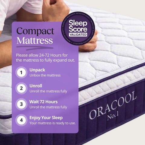 OraCool Single Mattress 3FT, 10.2 Inch 7-Layer Medium Firm Memory Foam Single Bed Mattress with Hybrid Pocket Spring