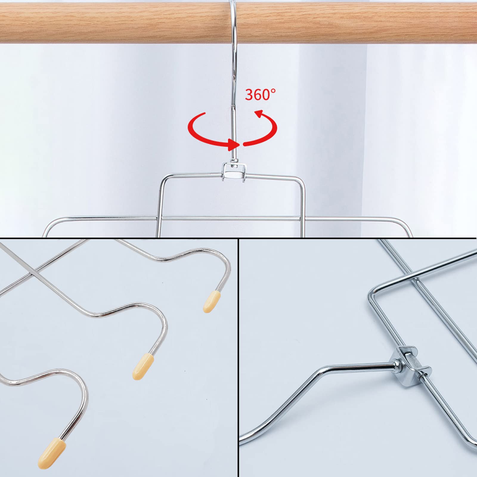 2 Pieces Metal Hangers, Multilayer Hanger, Space Saving Hanger, Foldable, for Tank Tops, Cami, Bra, Swimsuit (Apricot)