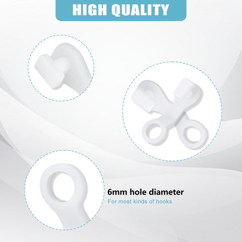 100 Pieces Plastic glider Curtain Hooks for curtains (white,2.7x0.9mm)