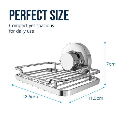 Poywaze Suction Soap Dish for Shower, Stainless Steel Soap Holder with Strong Vacuum Suction Cup, No Drilling Soap Holder Basket