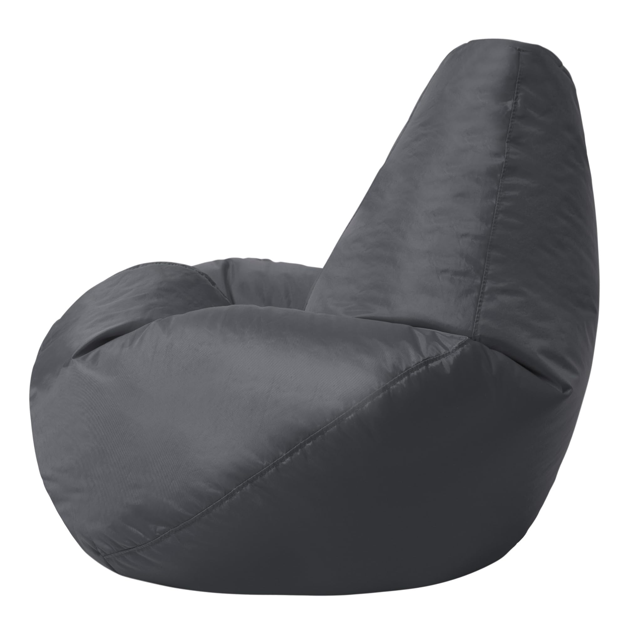 Bean Bag Bazaar High Back Recliner Bean Bag Chair, Dark Grey, Indoor Outdoor Beanbag, Water Resistant Fabric, Large Beanbag with Filling Included